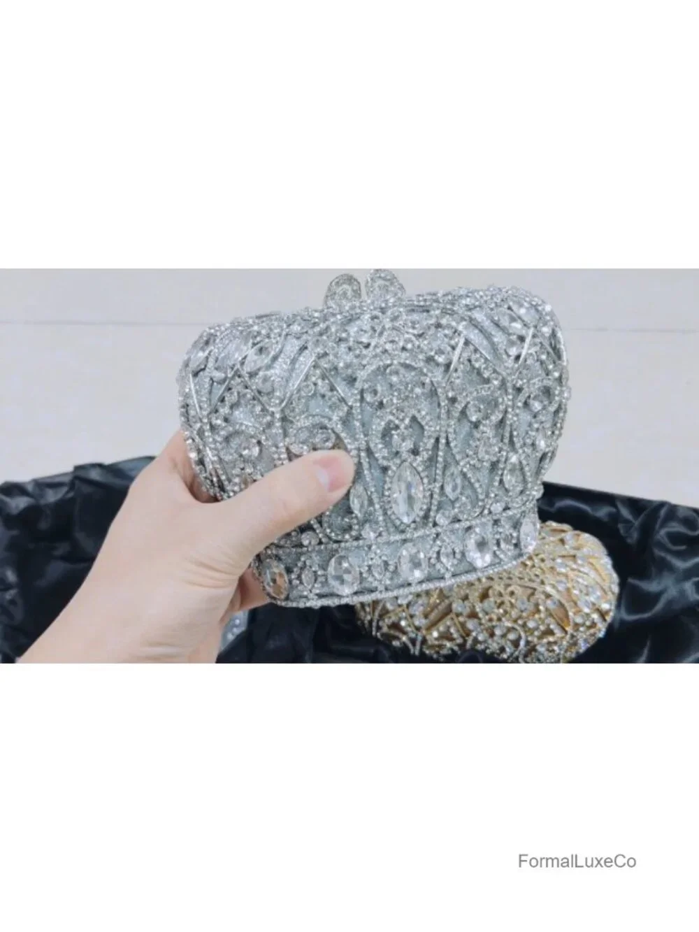 Crystal Rhinestone Clutch Purse - Mini Evening Minaudiere with Detachable Straps